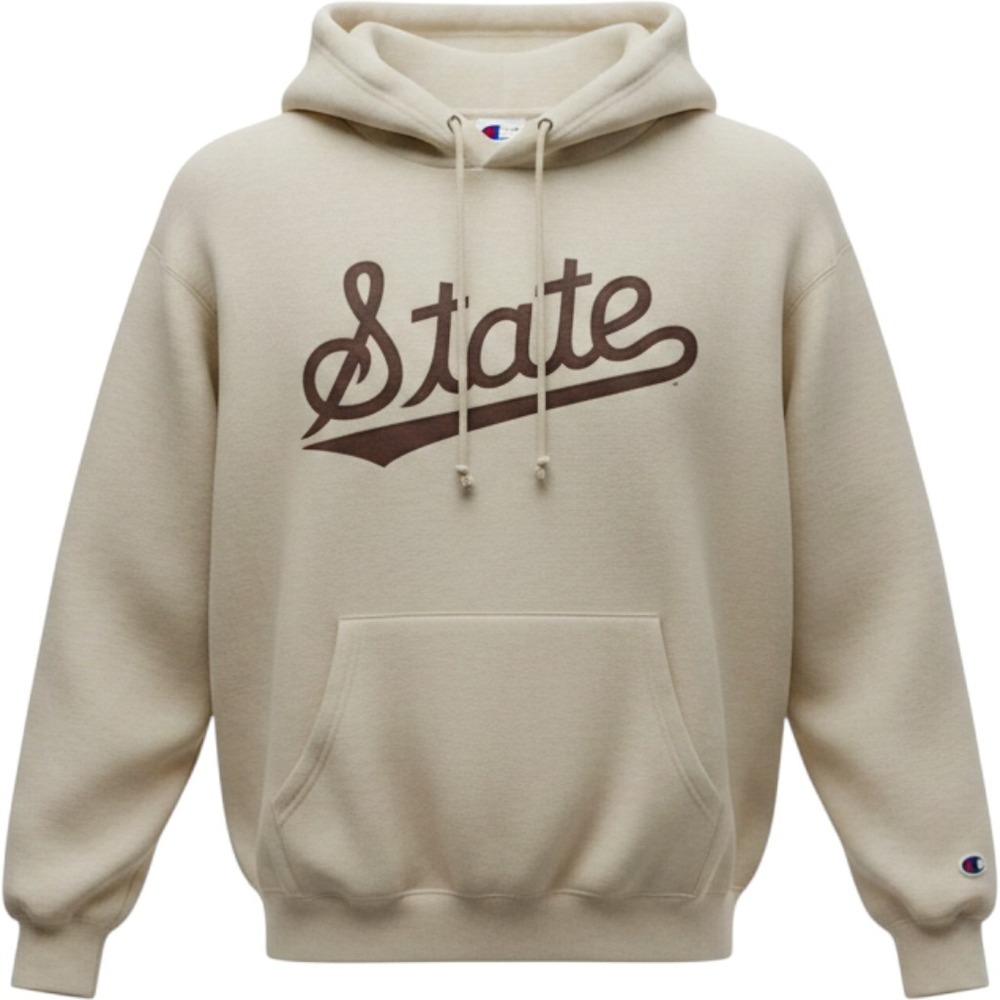 Champion Authentic Athleticwear State Script Hoodie Oatmeal Cream Small